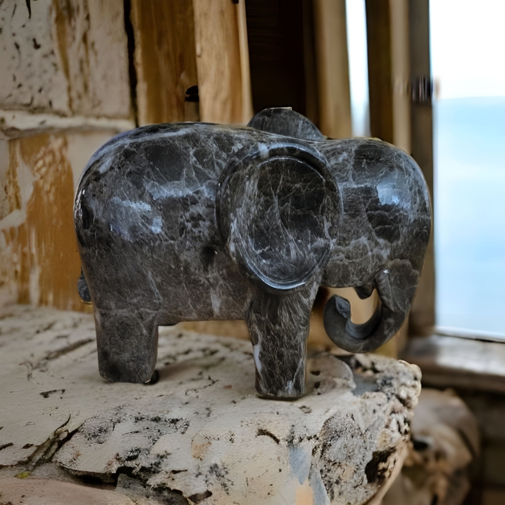 GRAY HOME DECOR ELEPHANT 4 1/2" TALL